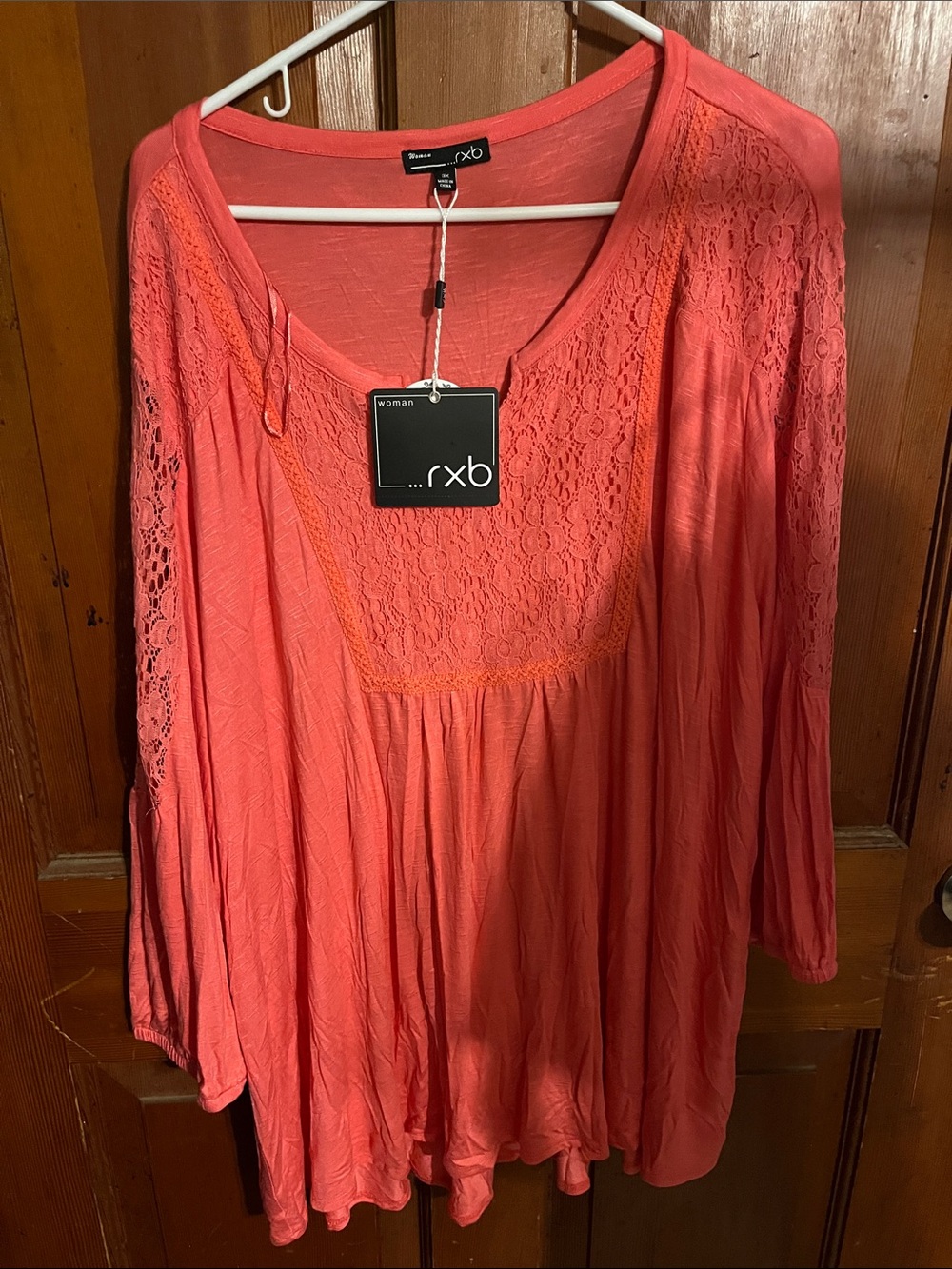 RXB Coral Lace-Trim Long Sleeve Tunic
